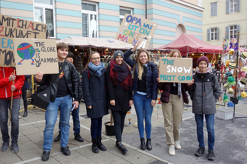 Treffen von Studierenden und SchülerInnen zum Klimastreik in Graz